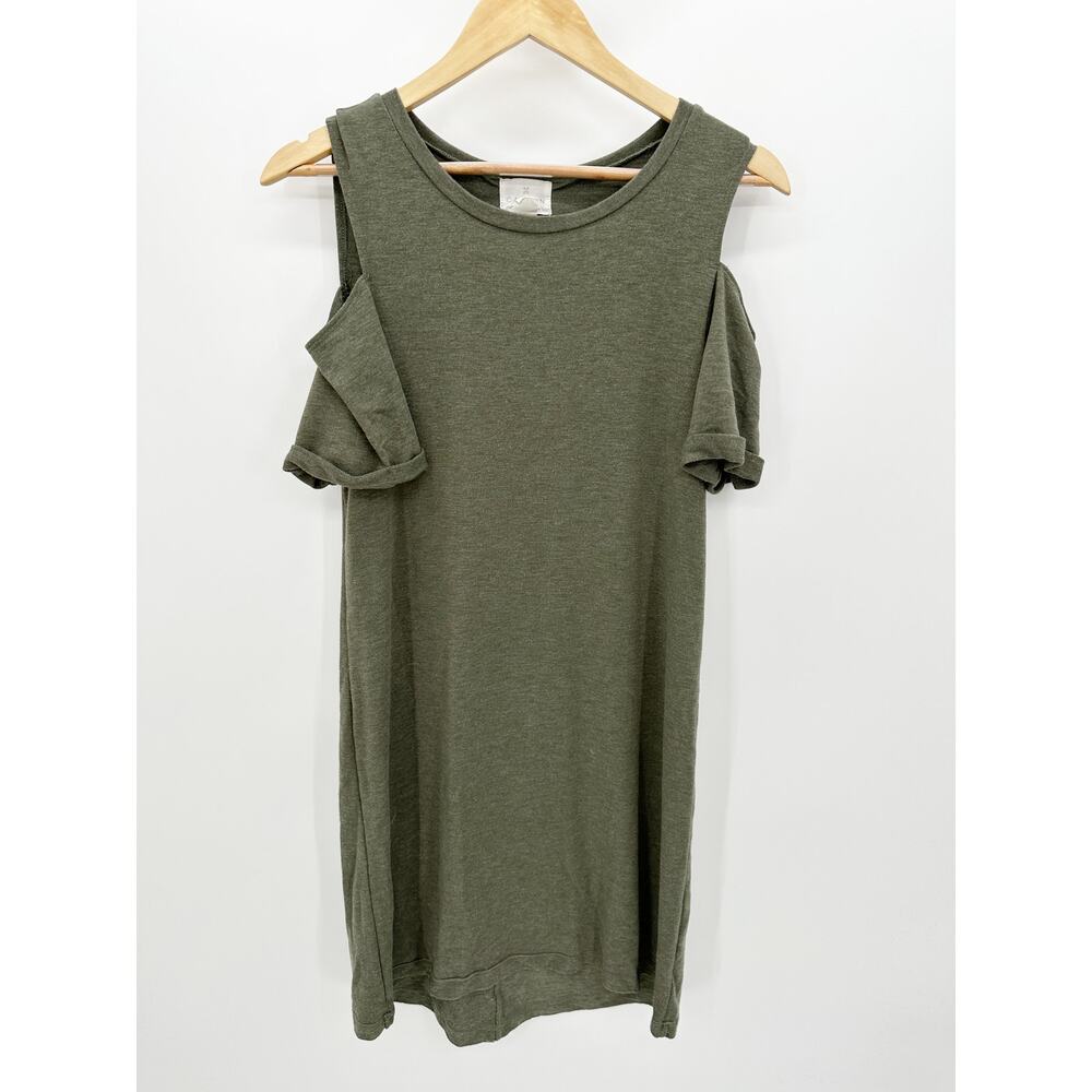 Caslon Green Cold Shoulder Midi Rayon Blend T-Shirt Dress Womens Size Small